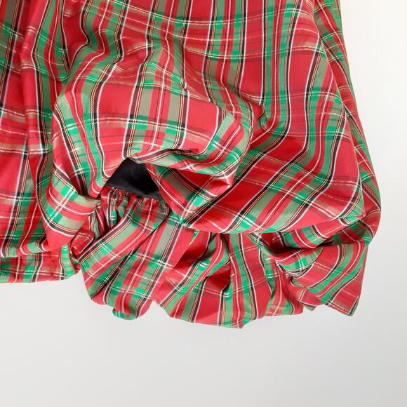 Vintage Handmade Bubble Hem Midi Skirt Holiday Plaid Twirl Skirt Christmas Retro - Picture 7 of 11